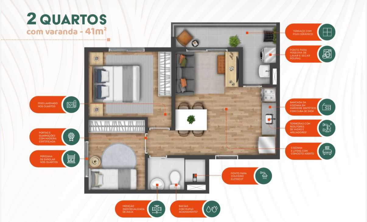 Planta - Últimas unidades com vaga – Vibra Estação Oratório | 41m² | 2 dormitórios - J Imob