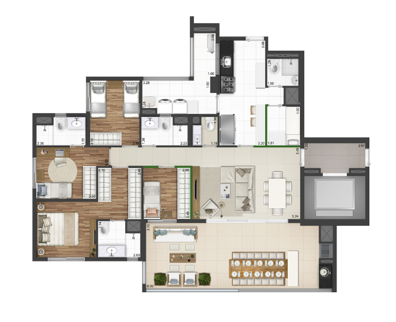 Planta - Apartamento com 3 quartos, 141m², à venda em São Paulo, Vila Leopoldina - J Imob
